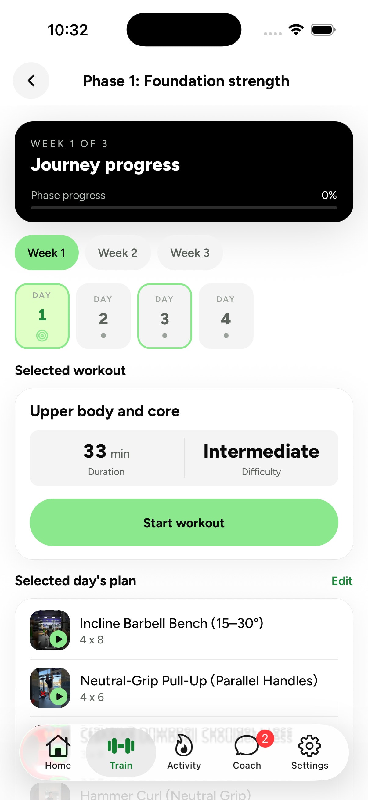 Loha program phases and week plan