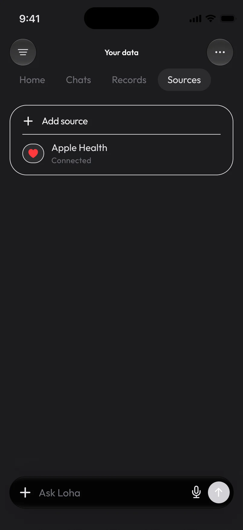 Loha app: Your data, Sources