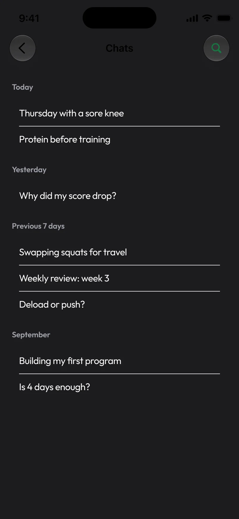 Loha app: Coach, Chats