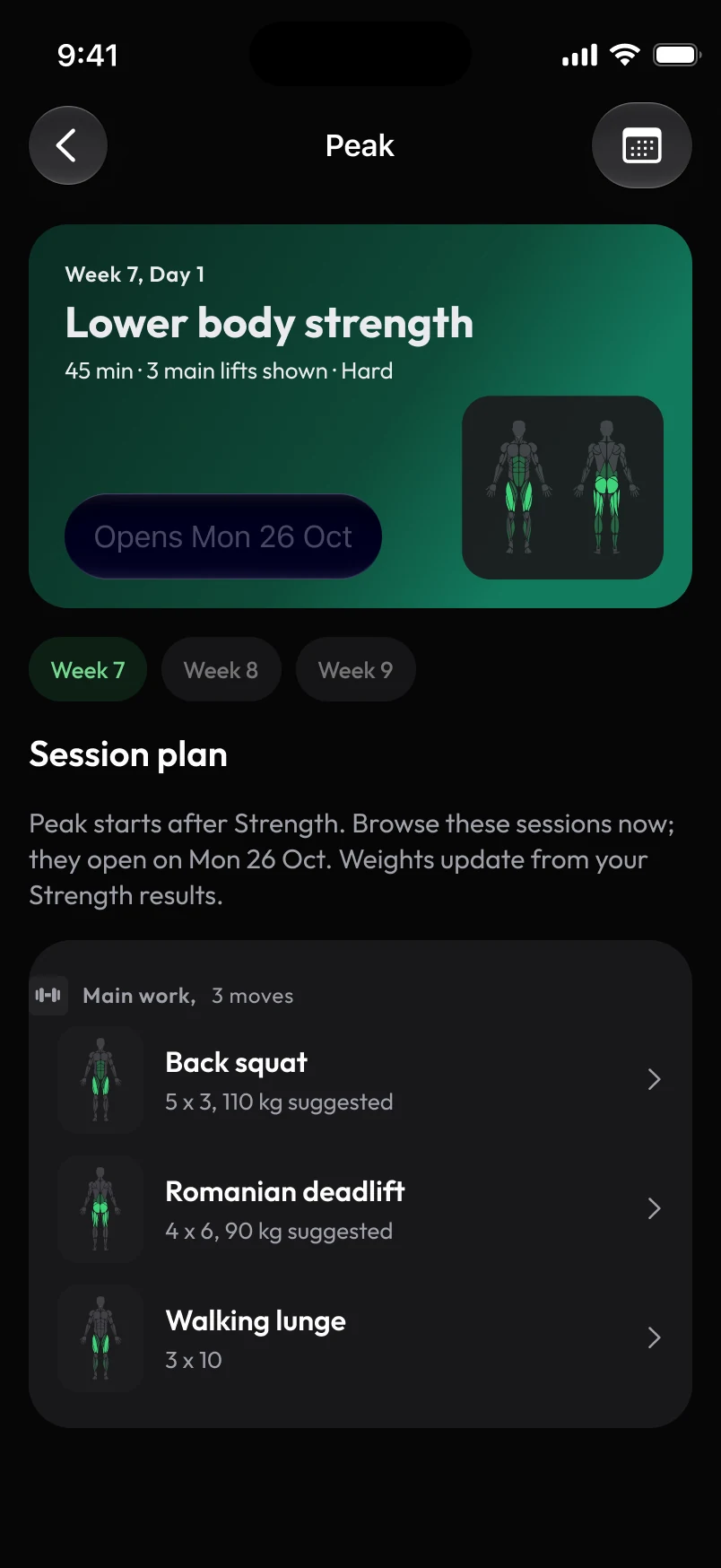 Loha app: Train, Week 7, Day 1 (phase locked)