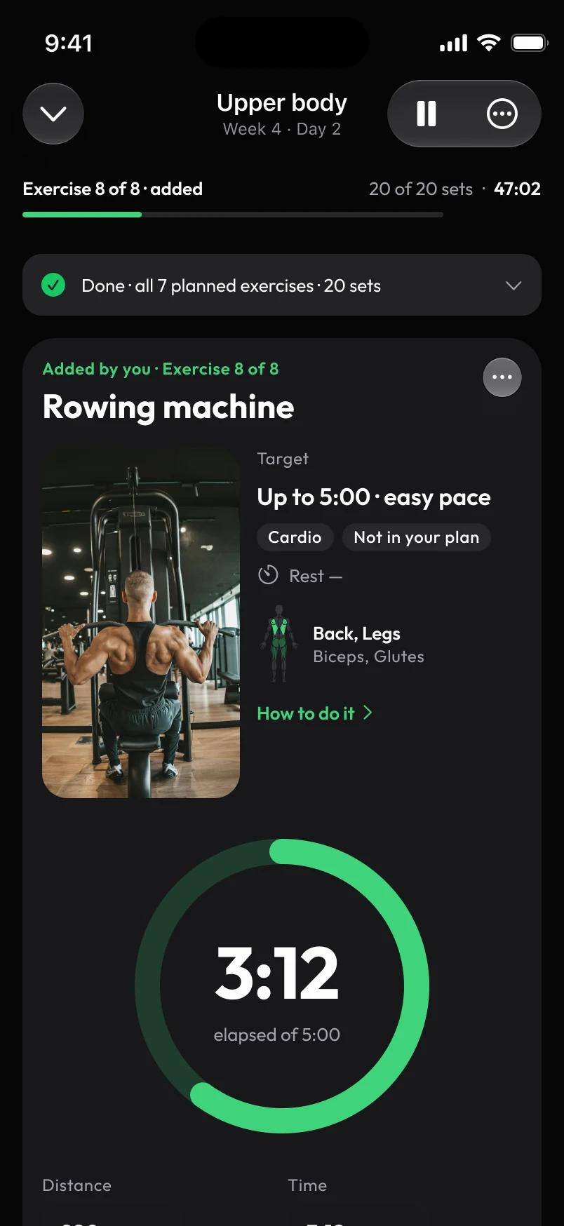 Loha app: Session, Cardio finisher (added by you)