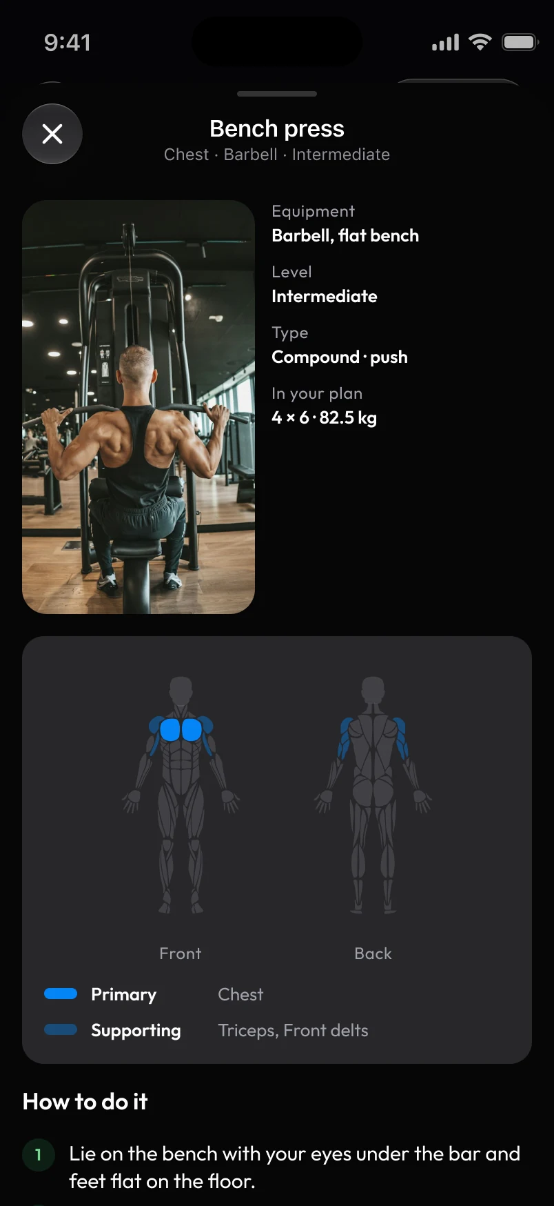 Loha app: Sheet, Exercise info (from session)