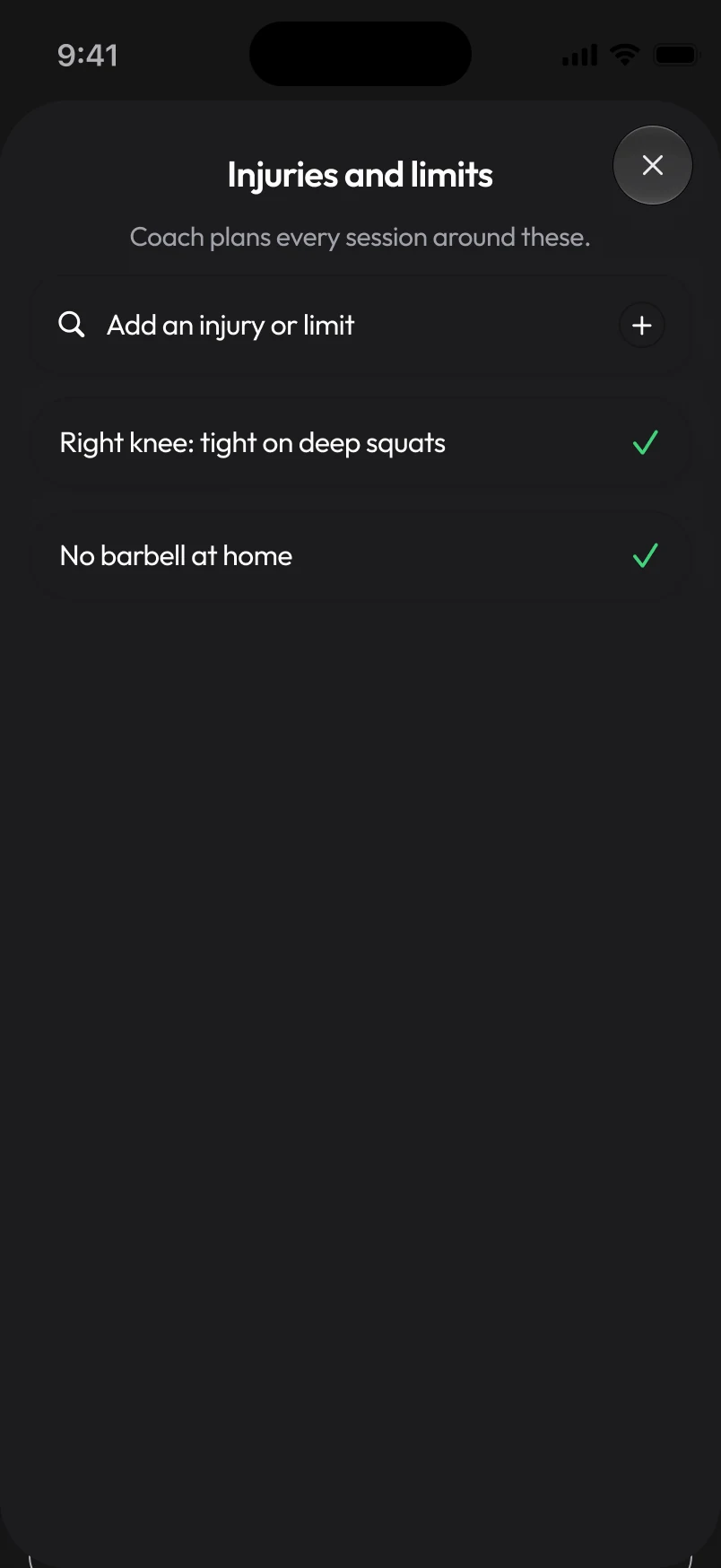 Loha app: Injuries and limits