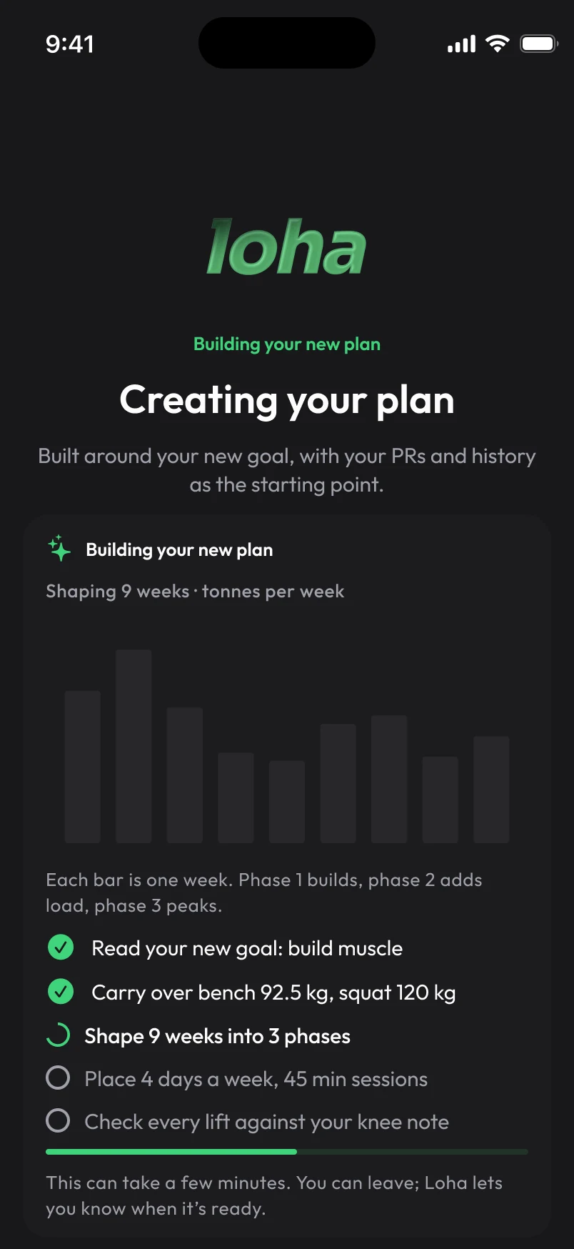 Loha app: Program, Building new plan (generating)