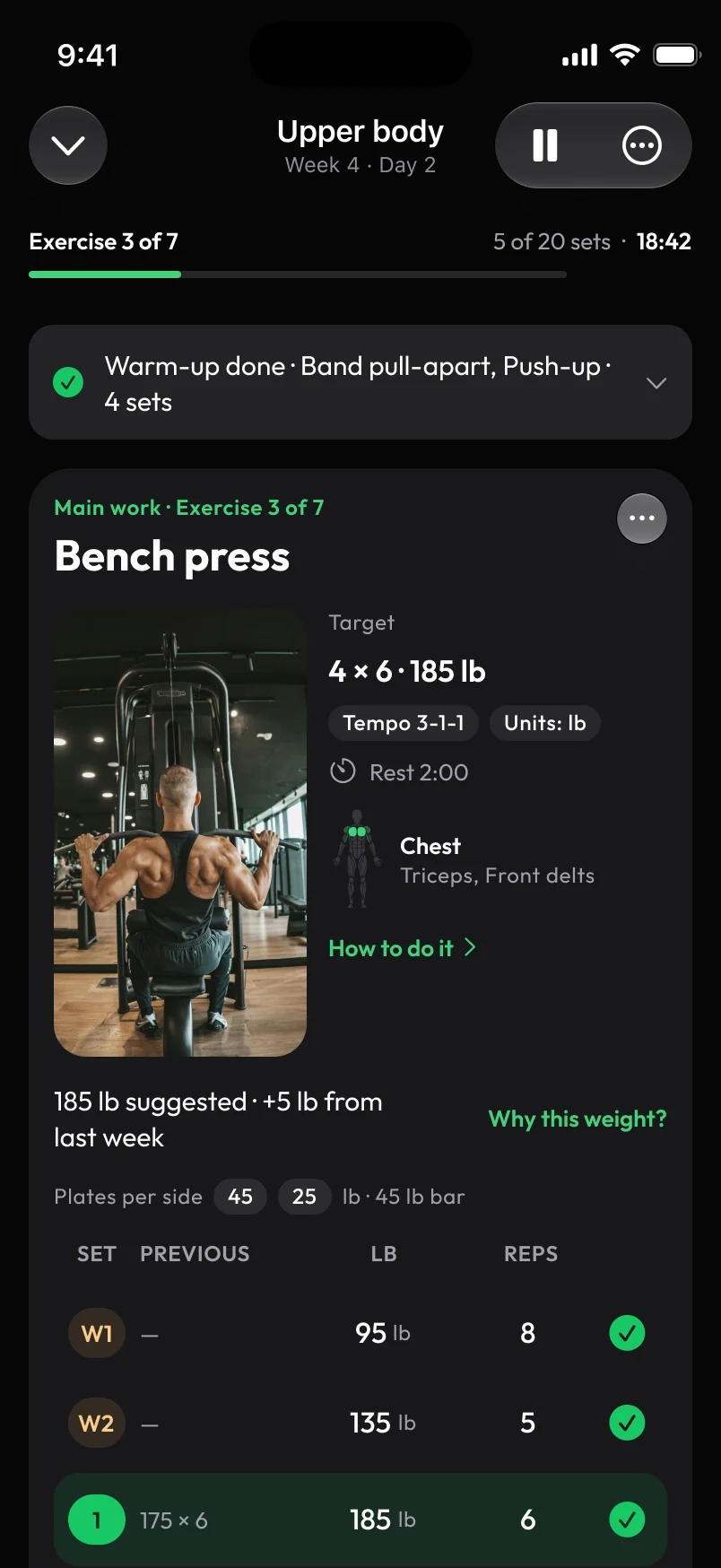 Loha app: Session, Logging a set (pounds)