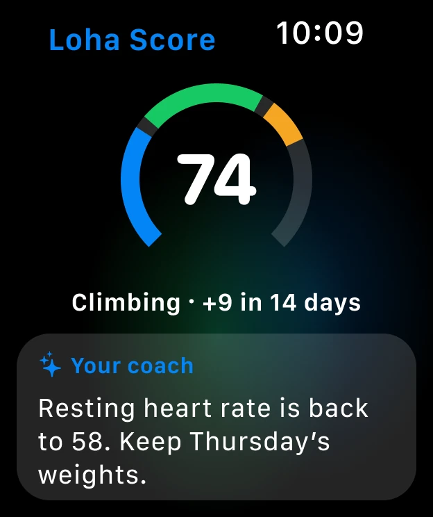 Apple Watch showing your Loha Score